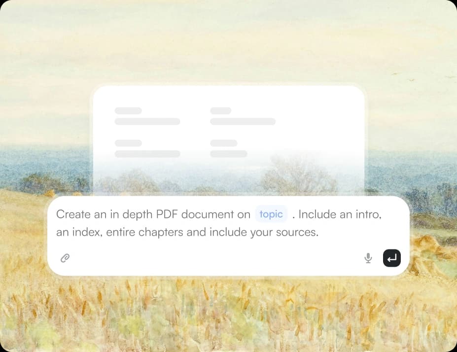 File generation feature screenshot - Create polished PDF, Word docs, and presentations, ready to share.
