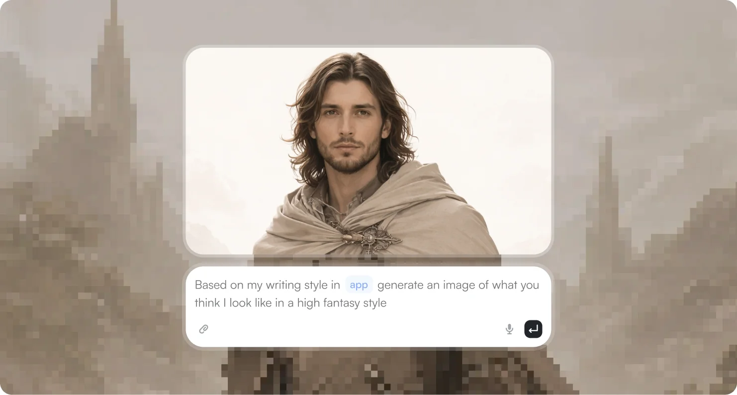Image generation feature screenshot - Generate images from a simple description, or upload your own photos to edit and enhance.